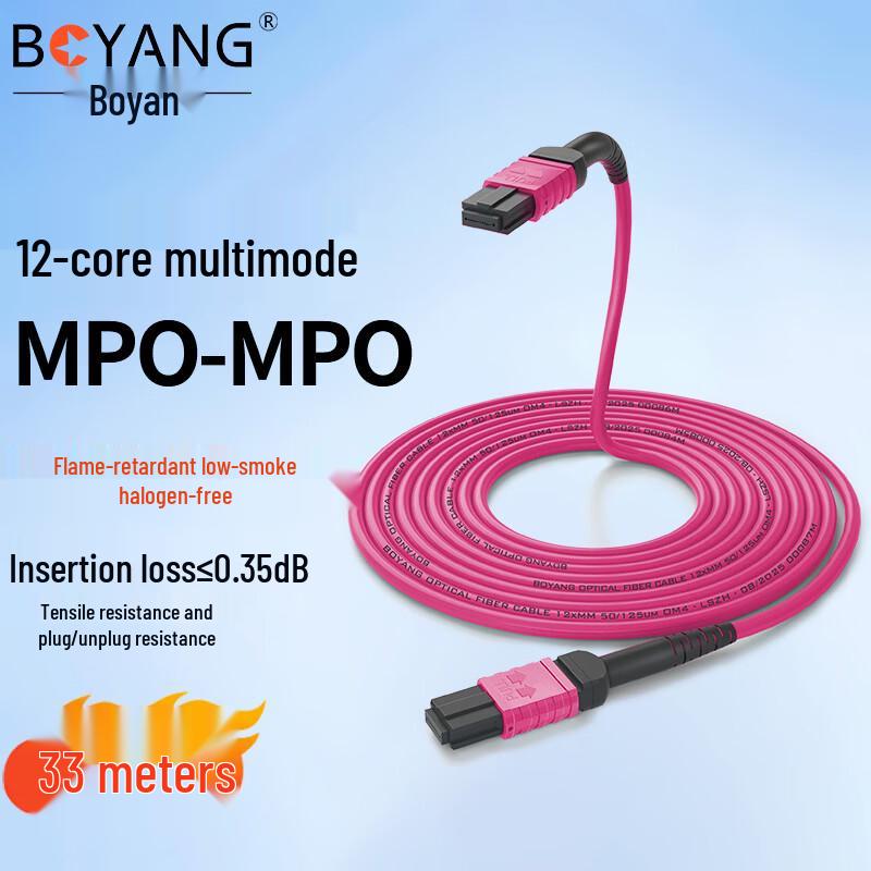 

12-Core MPO-MPO OM4 Multimode Fiber Optic Patch Cable