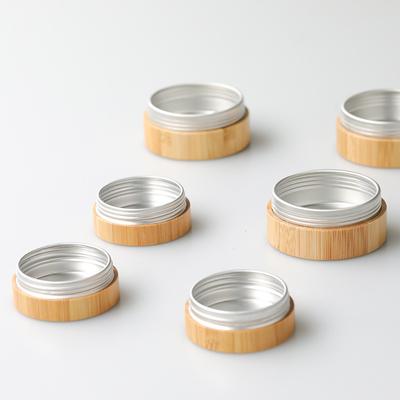 Bamboo Cosmetic Container Aluminum Cream Bottle Lip Balm Makeup Skincare Container Refillable Lotion Jar Empty Cosmetic Box