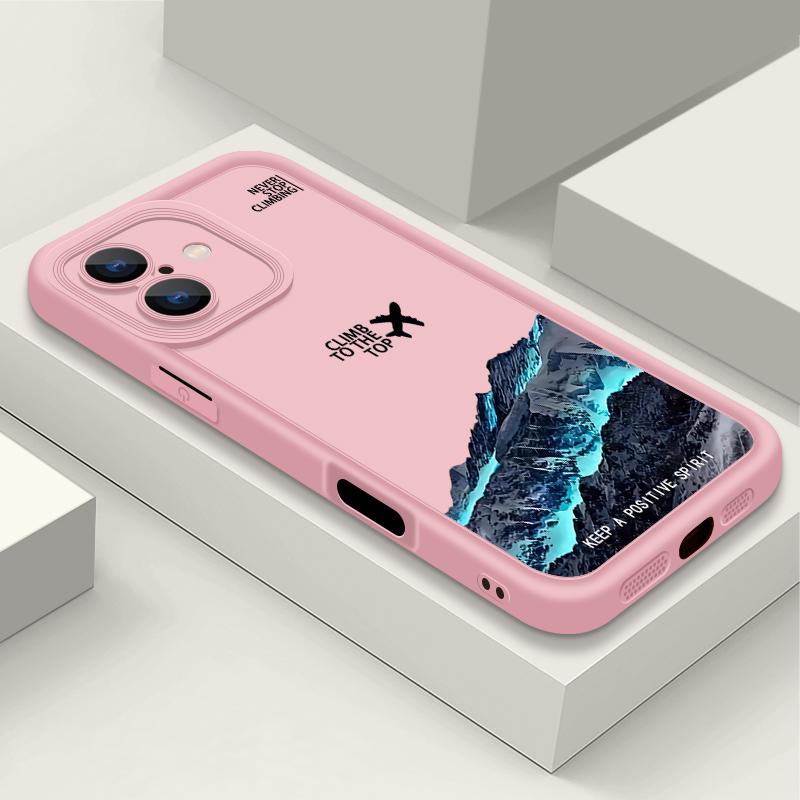 

Противоударный чехол с рисунком самолета и гор для iPhone 16 Pro Max 15 Plus 14 Pro 13 12 11 XS XR 8 7 TPU мягкий матовый силиконовый чехол для телефона iPhone 15 розовый