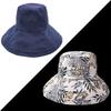 Wide Brim Cotton Summer Hat Women Packable Reversible Floral Bucket Hat UV Sun Protection Wide Brim Summer Beach Cap Double Sided Floppy Sun Hats CLE
