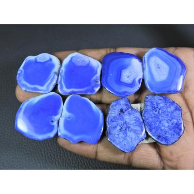 Βαμμένη Φέτα Αχάτης Druzy Ζευγάρι Cabochon Χαλαρή Πολύτιμη Πέτρα 4 Ζεύγη Παρτίδα 214 Καράτια A-724