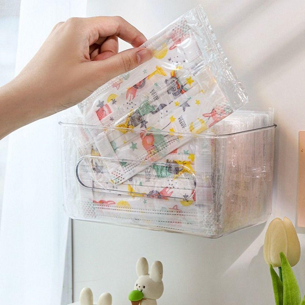 Plastic Disposable Mask Holder Free-punching Tissue Box Practical Mask Box  Home