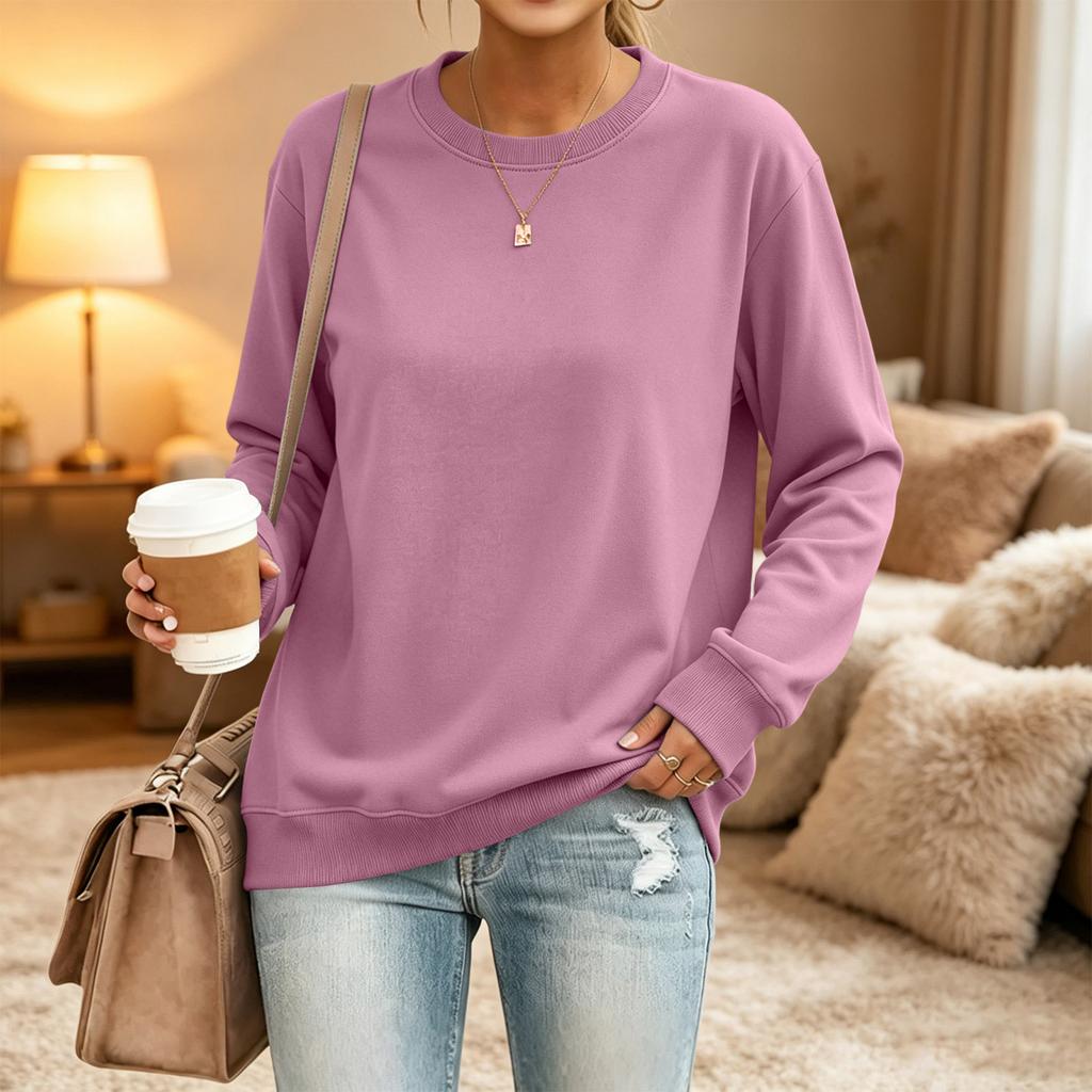 Women's Loose Fit Neck Long Sleeve Sweatshirt Pullover Casual Top