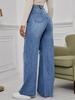 Puffanpop Jeans Rasgados para Mujer Lavado Retro Pantalones de Denim de Cintura Alta Jeans Rectos Sueltos Pantalones Boyfriend