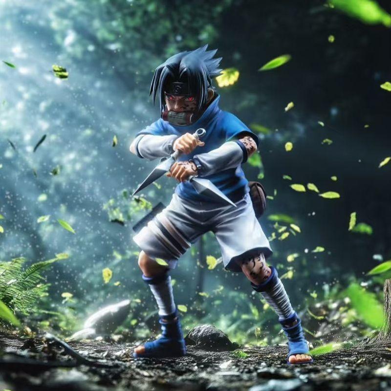 18cm Naruto Anime Figure Childhood Combat Version Uchiha Sasuke Naruto Uzumaki Action Figure Pvc Collection Modle Toy Kids Gifts