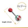KODY PIERCING Navel Cherry In Surgical Steel and Crystal-red Ball-10mm