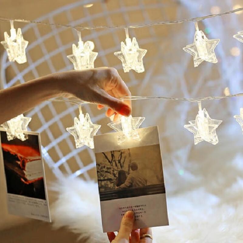 Warm White 100 LED Star Photo Clip String Lights