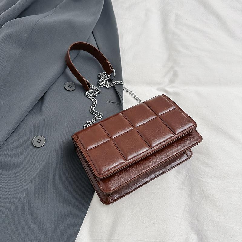 

Повседневная простая сумка через плечо, однотонная женская сумка с цепочкой, маленькая квадратная сумка, новый стиль, женская модная сумка через плечо