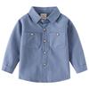 2025 Boys' Double-Pocket Long-Sleeve Square-Collar Shirt