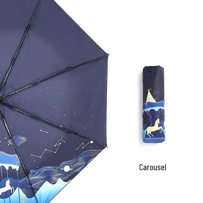 Red Leaf Automatic 3-Fold UV Sun & Rain Umbrella