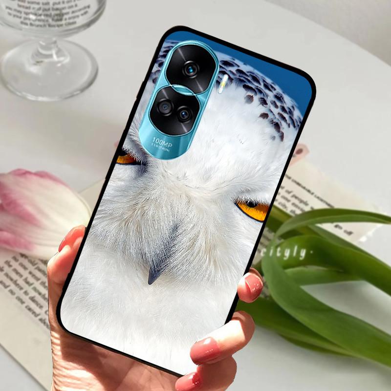 Voor Honor 90 Lite Honor90 Pro 5G Hoesje Siliconen Zacht Geschilderd Zwart Bumper Funda Coque voor HONOR 90 Pro 90Lite Beschermtas