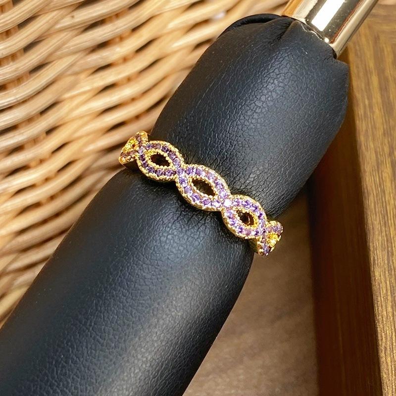 [Golden Diamond Dream] Medieval Vintage Narrow Version Full Of Diamonds Zir*****Pen Ring Geometric Super Fairy Stacked Ring