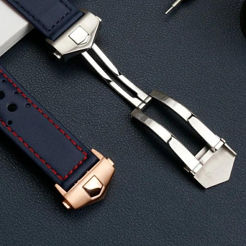 ONE22mm Příslušenství k hodinkám Pro TAG Pro HEUER Řemínek MONACO CARRERA Náramek Matná teletina Kvalitní kožený řemínek k hodinkám NáramekMN