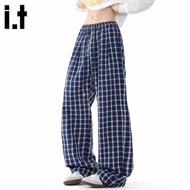 :CHOCOOLATEit Men s Retro Plaid Loose-Fit Wide-Leg Pants 4XL
