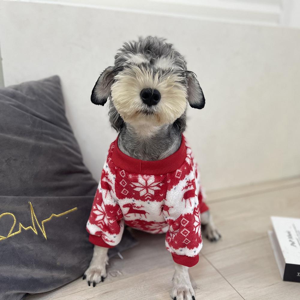 Christmas Puppy Dog Sweater for Small Dogs Winter Warm Pet Velvet Clothing Schnauzer Poodle Pullovers Hoodies  mascotas Clothes