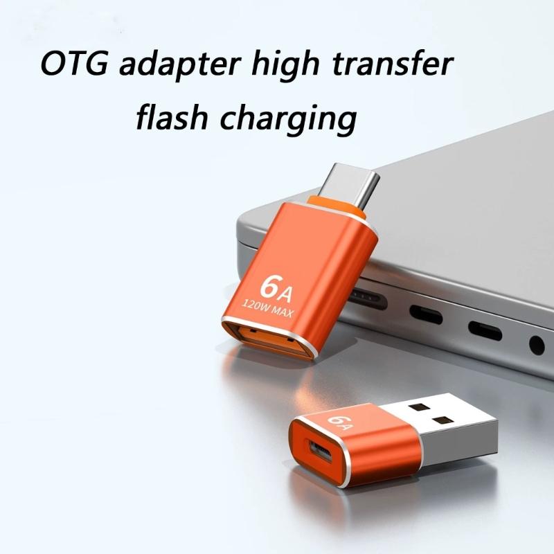 Durability Metal Type C To USB Adapter OTG Converter For Fast Data Transfer 120W 6A Charging And Device Connectivities