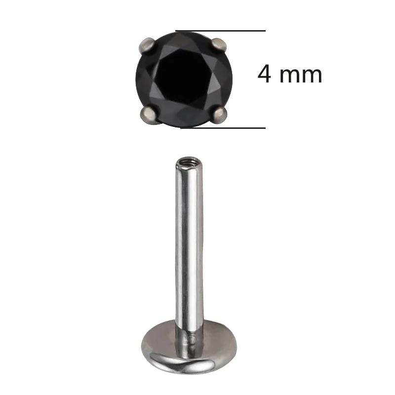 ASTM F136 Titanium PIERC Ear Lip Studs with circular CZ Top Labret Nose Stud Threaded Earrings Multi size Body Piercing Jewelry