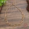 New metal exaggerated geometric leather rope necklace, women's high-end punk metal versatile necklace