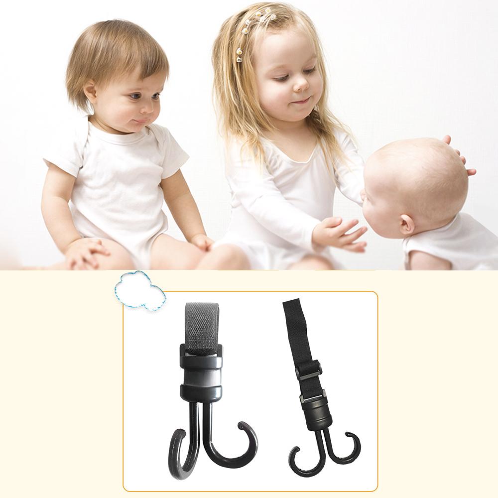 2pcs Double Stroller Hooks 180 Degrees Swivel Adjustable Portable Multipurpose Baby Cart Stroller Clips for Hanging Diaper Bags Groceries Handbags