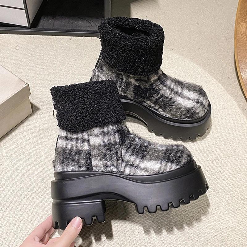 Futrzane Szpilki Damskie Botki Zamszowe Designerskie Grube Eleganckie Buty Czółenka Buty Zimowe Luksusowa Moda Mujer Botas