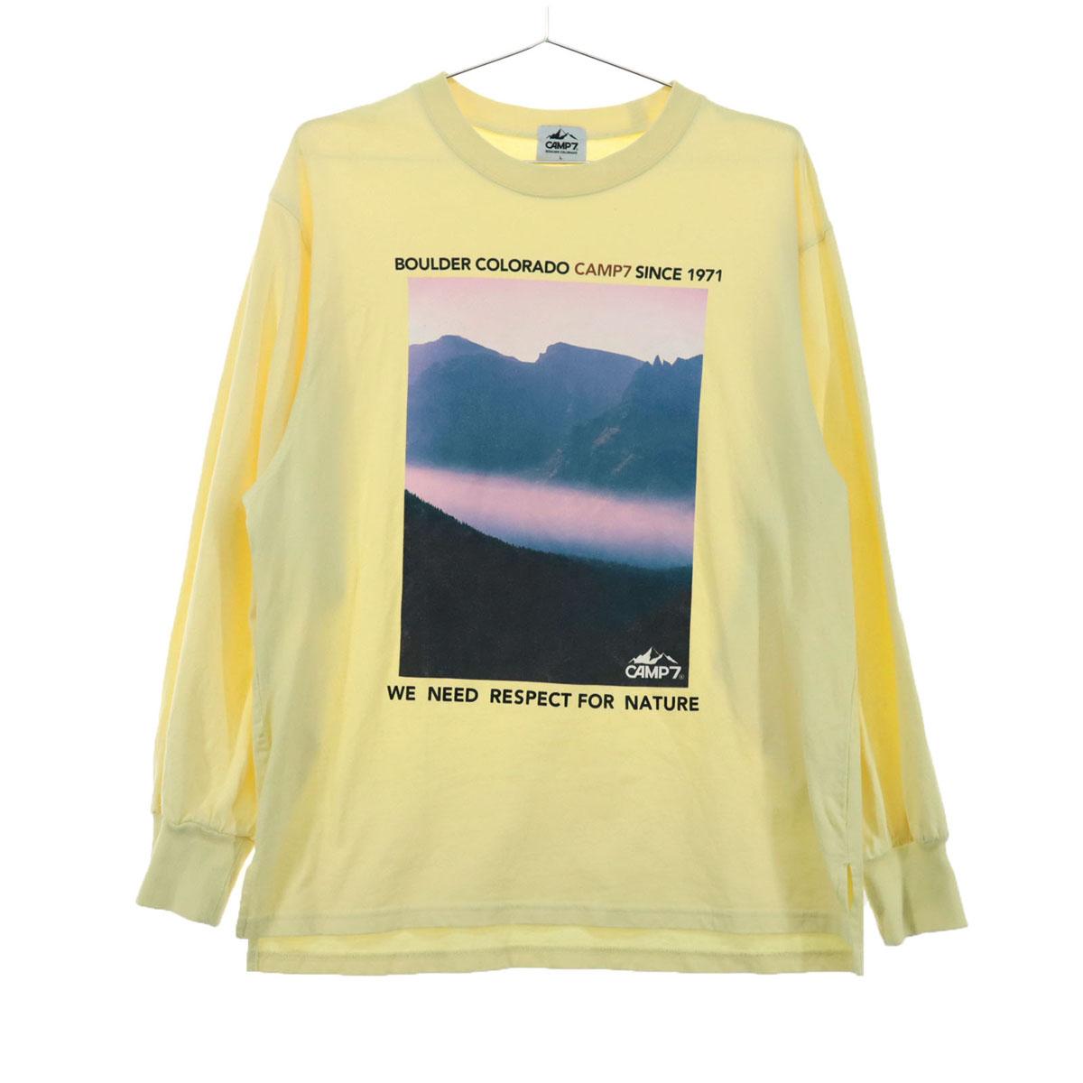 

CAMP7 Long sleeve Print trainer L Cream yellow Men s Used