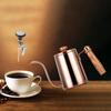 Coffee Pot with 600ml Stainless Steel Kettle Wooden Handle for Cafe Shop