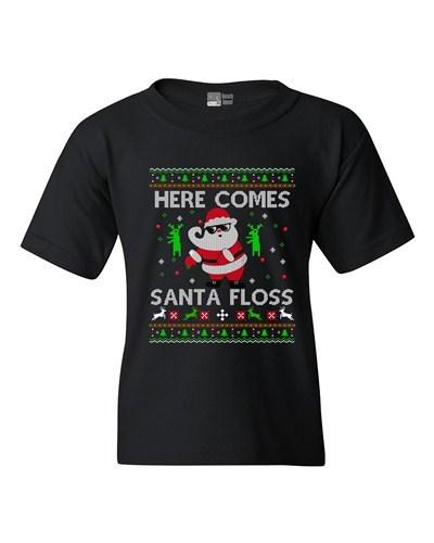 Here Comes Santa Floss Dance Christmas Funny DT Youth Kids T-Shirt Tee Unisex T-Shirt S