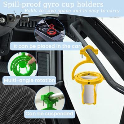 Portavasos giratorio para coche, con clip antiderrames, giratorio 360 grados, de plástico, autonivelante