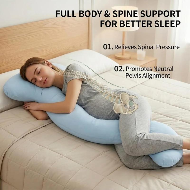 Cuscino a forma di baccello di piselli per adulti, 41×11" Cuscino ergonomico per dormire su un fianco, Cuscino da letto con federa traspirante lavabile, Abbracciante lungo per le gambe (Rosa)