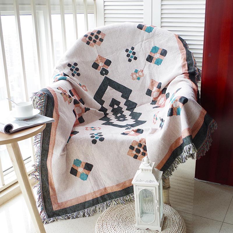 Bohemian Knitted Chair Lounge Blanket Bed Tapestry Bedspread Tablecloth Ethnic Women Outdoor Beach Sandy Towels