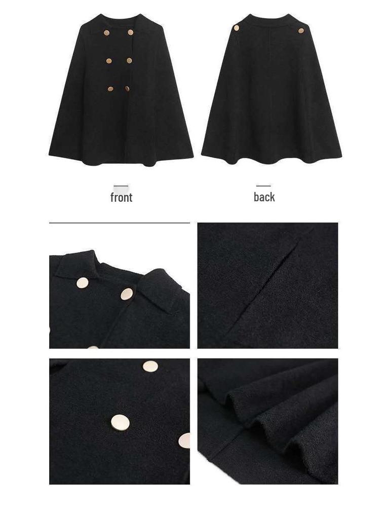 2024 Women's British Style Woolen Cape Coat - Autumn/Winter Shawl, Korean-Inspired Loose Fit