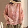 Vintage Floral Print Bandage Tops Women Blouses Chinese Style Seven Sleeve Spring Loose Shirts