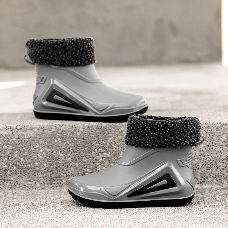 Mechanical wind and rain shoes men's summer waterproof and non-slip rain boots trendy medium tube thick-soled takeaway rider car wash