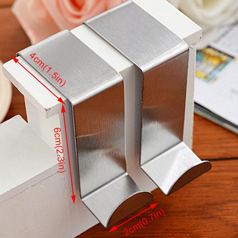 Door Hook Stainless Steel Kitchen Cabinet Clothes Bag Hanger Hook Clips Home Storage Hanger