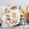 Shiba Inu Tryckt Filt Tecknad Mjuk Varm Sherpa Fleece Filtar Plädar för Säng Spjälsäng Soffa 100x120cm Baby Flickor Pojkar Barn Gåva