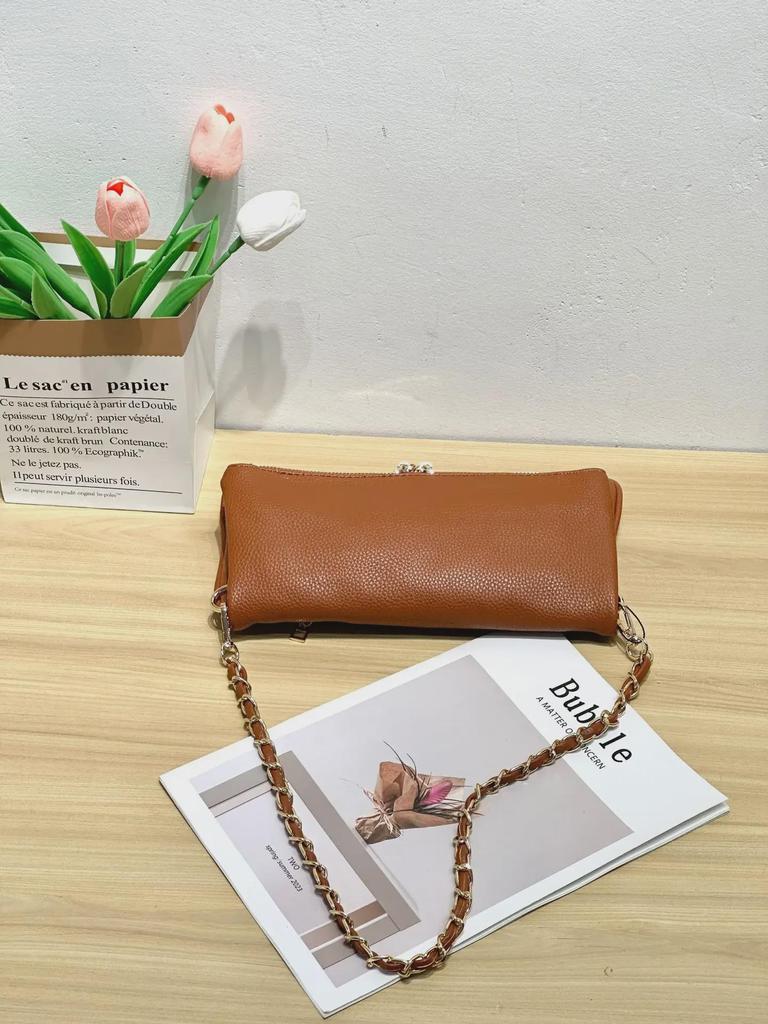 Trendige Umhänge-Schultertasche mit Litschi-Muster - Schlichtes, vielseitiges Design