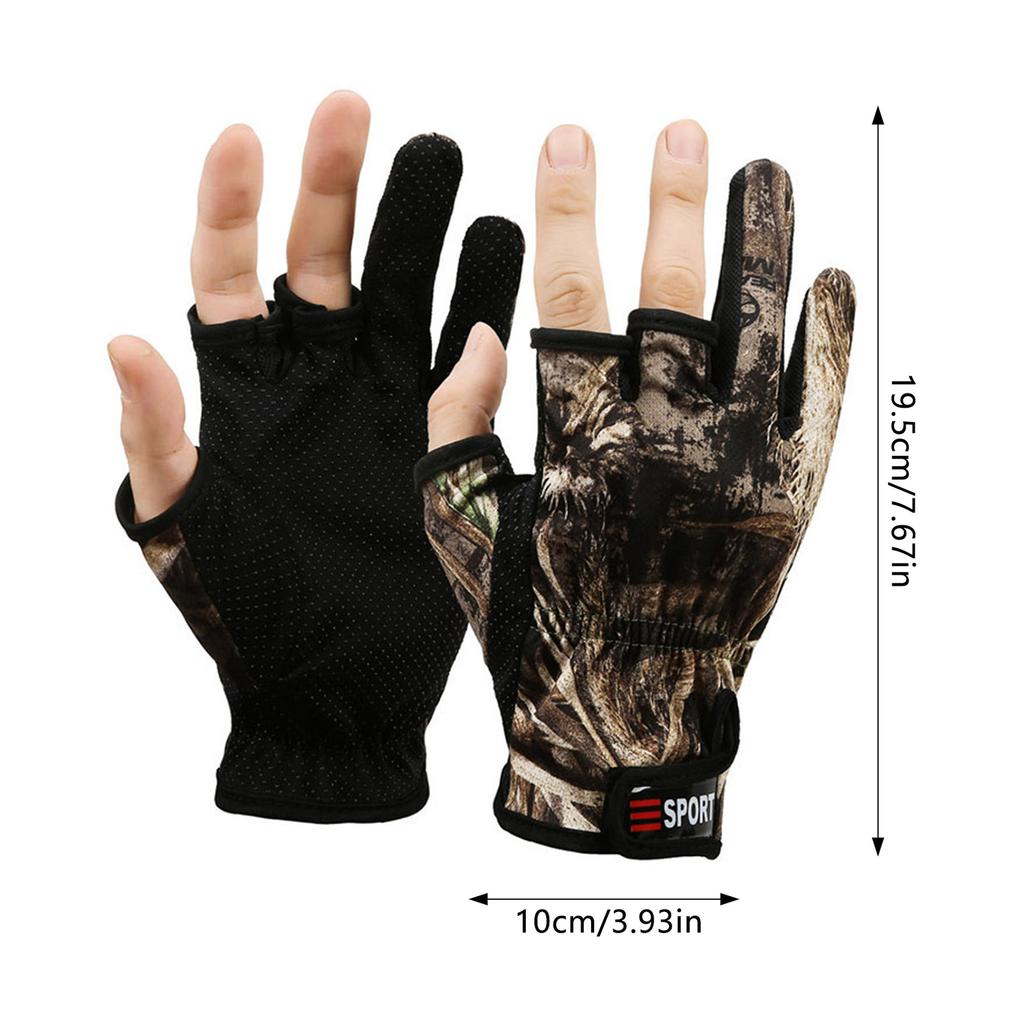 1 para Kamuflażowe Rękawice Wędkarskie Outdoorowe 3-palczaste do Wędkarstwa, Roweru, Kempingu Trwałe Antypoślizgowy Chwyt Sprzęt