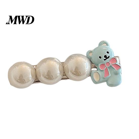 Hairpin Girl Hairpin, Plaid Stars Dot Bows Faux Pearl Bears Hair Clip, Firm Clips for Children Base Clip Broken And Bangs, Kids Cartoon Accessories C