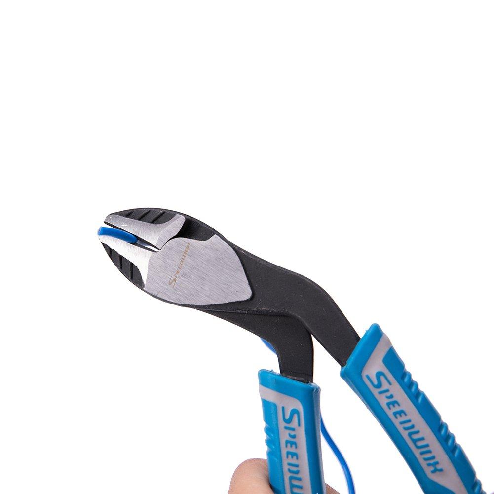SPEEDWOX Tip Powerful Wire Eccentric Lever Increased Blade Premium Carbide Professional Maintenance Tool High-Power Nippers, 180mm, 40-Degree Angle,