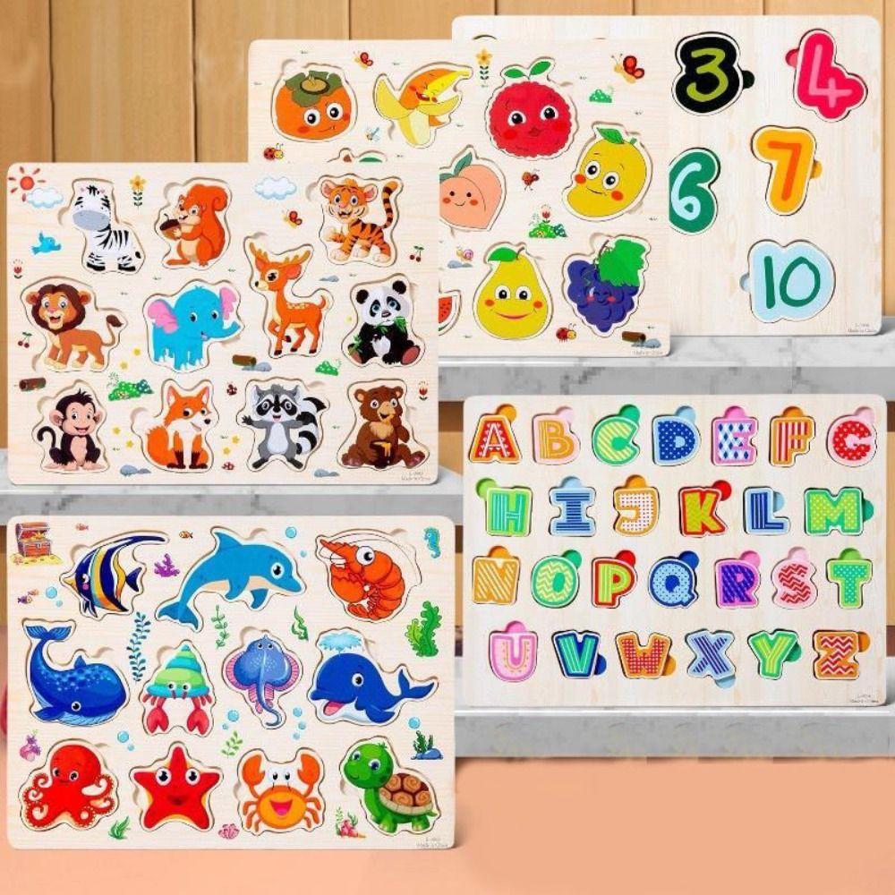 

Early Learning Toys Hand Grab Board Cartoon Animal Design Educational Matching Puzzle Puzzle Game Letters