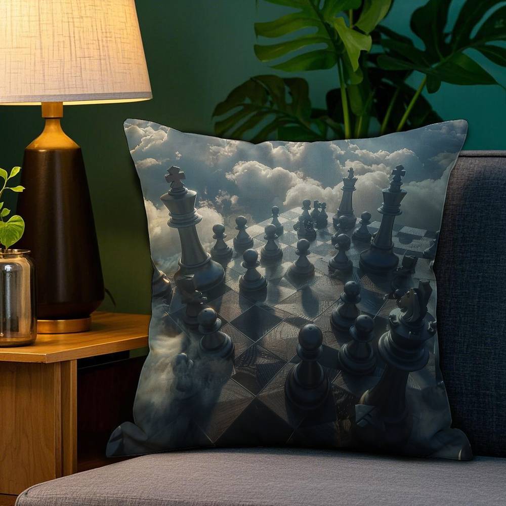 

Classic Chess Pillow Case Plush Fabric Soft Double Sided Print Home Sofa High Quality Cushion Cover Throw 12x12Inch