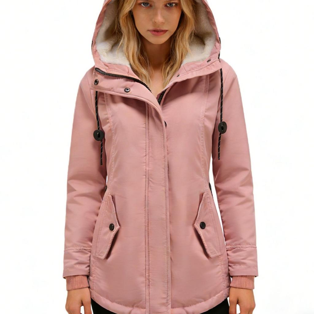 Women's Plus Size Thick Fleece Lined Parka, Winter Autumn Lamb Wool Hooded Mid-length Casual Warm Puffer Coat
