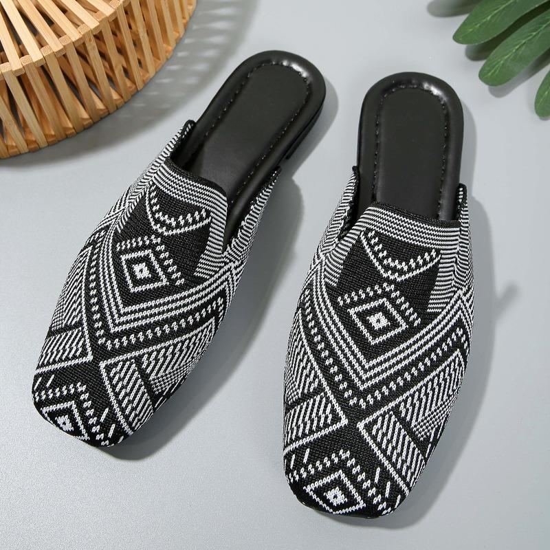 Fashion New Style Fashion Striped Loafers Shoe Women Summer Slip-on Breathable Knitting Flats Woman Comfort Non-slip Soft Bottom Sandals
