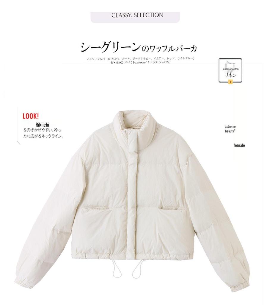 2024 Winter Korean-Inspired Loose Petite Stand-Up Collar Down Jacket for Women