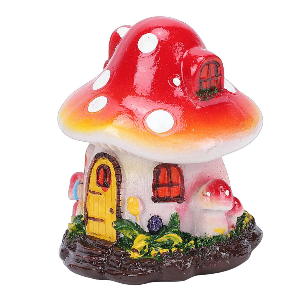Miniature Mushroom House Resin Yard Decoration Mushroom Fairy House Statue for Outdoor