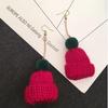 Christmas Hat Pendant Earrings: Autumn/Winter Korean Fashion, Long Plush Wool Dangle for Women, Zinc Alloy.