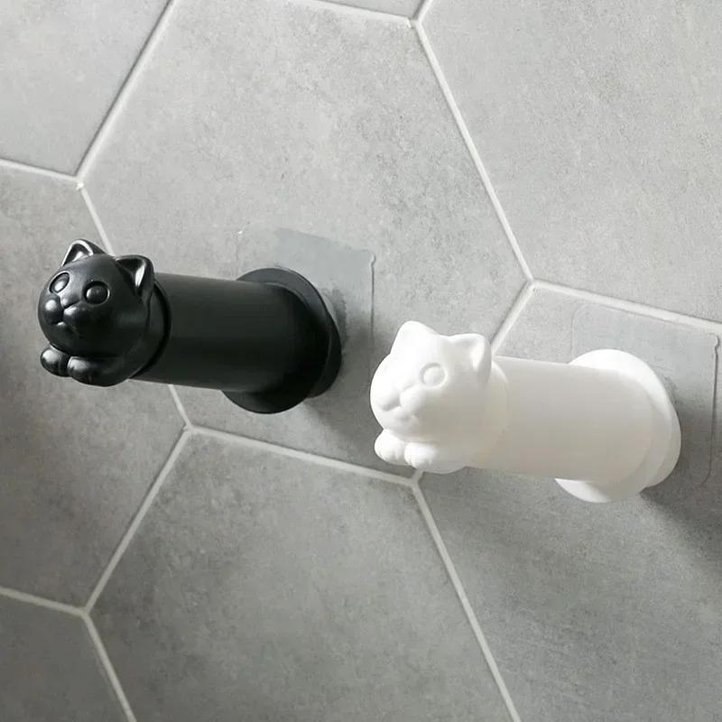 Creative Shape Supplies Cat Towel Rack Wall-mounted Retractable Roll Holder Sticky Roller Toilet Tissue Hanger Racks Accessory
