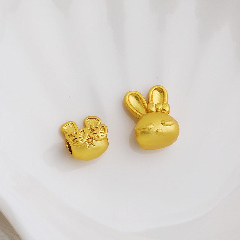Gold-Plated Zodiac Rabbit Spacer Bead for DIY Charm Bracelets