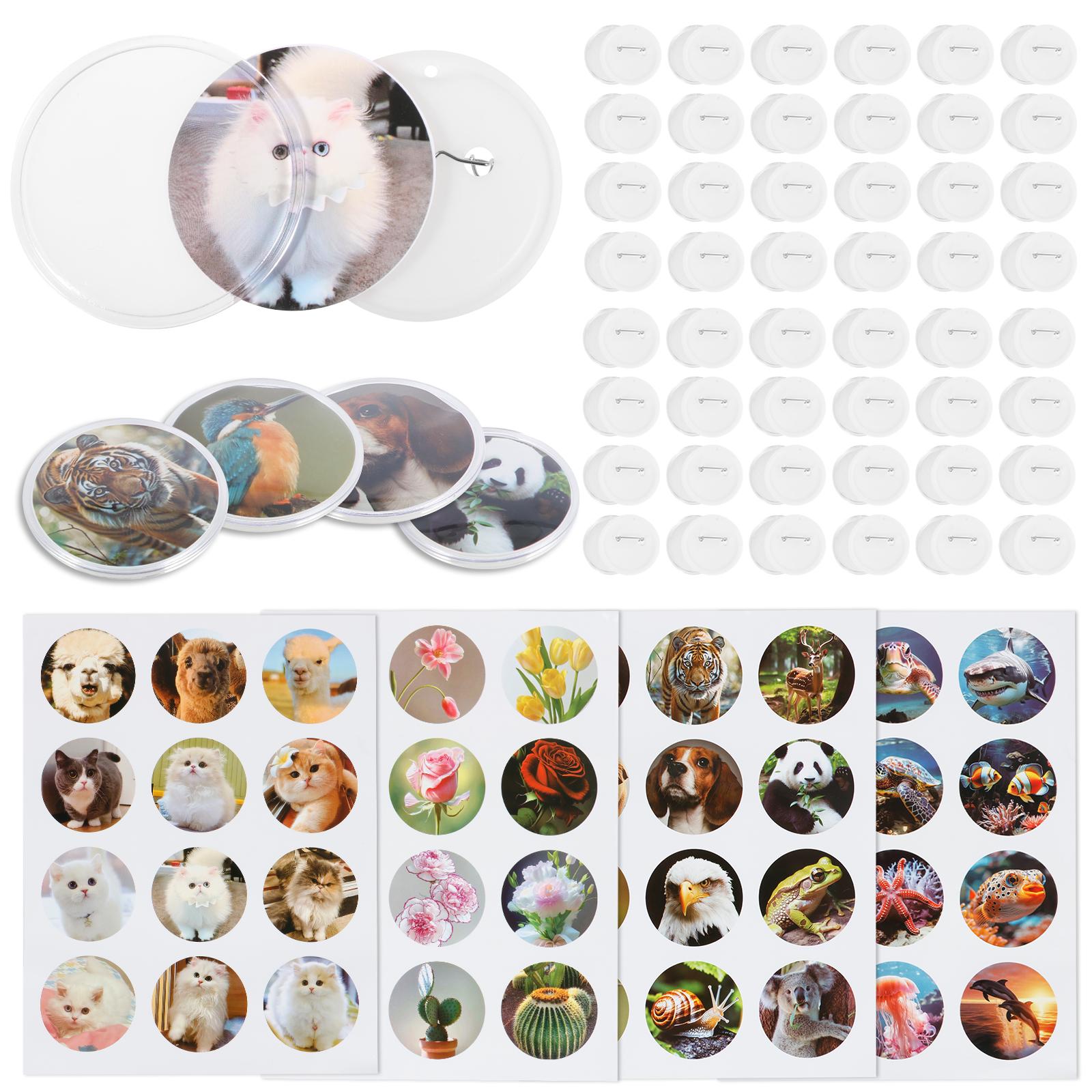 

Набір машинки для виготовлення значків для дітей DIY Машинка для виготовлення значків-пінів Набір преса-штампа для значків з різаком для зображень 48/96 шт. для учня дитини білий