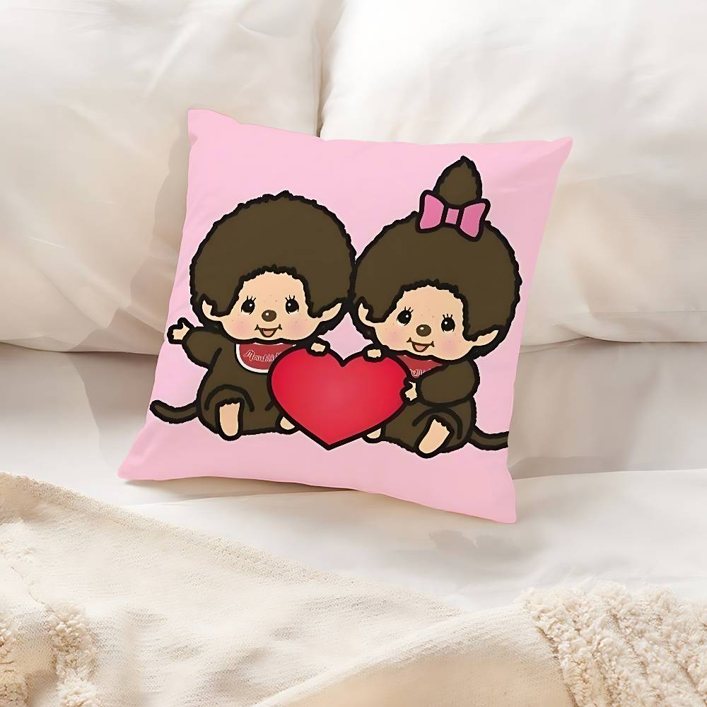 Cute M-Monchhichis-S Throw Pillow Covers Pattern Cushion Cover Suitable For Sofa Bedroom Car Pillow Cover